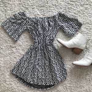 Black and White Off the Shoulder Dress